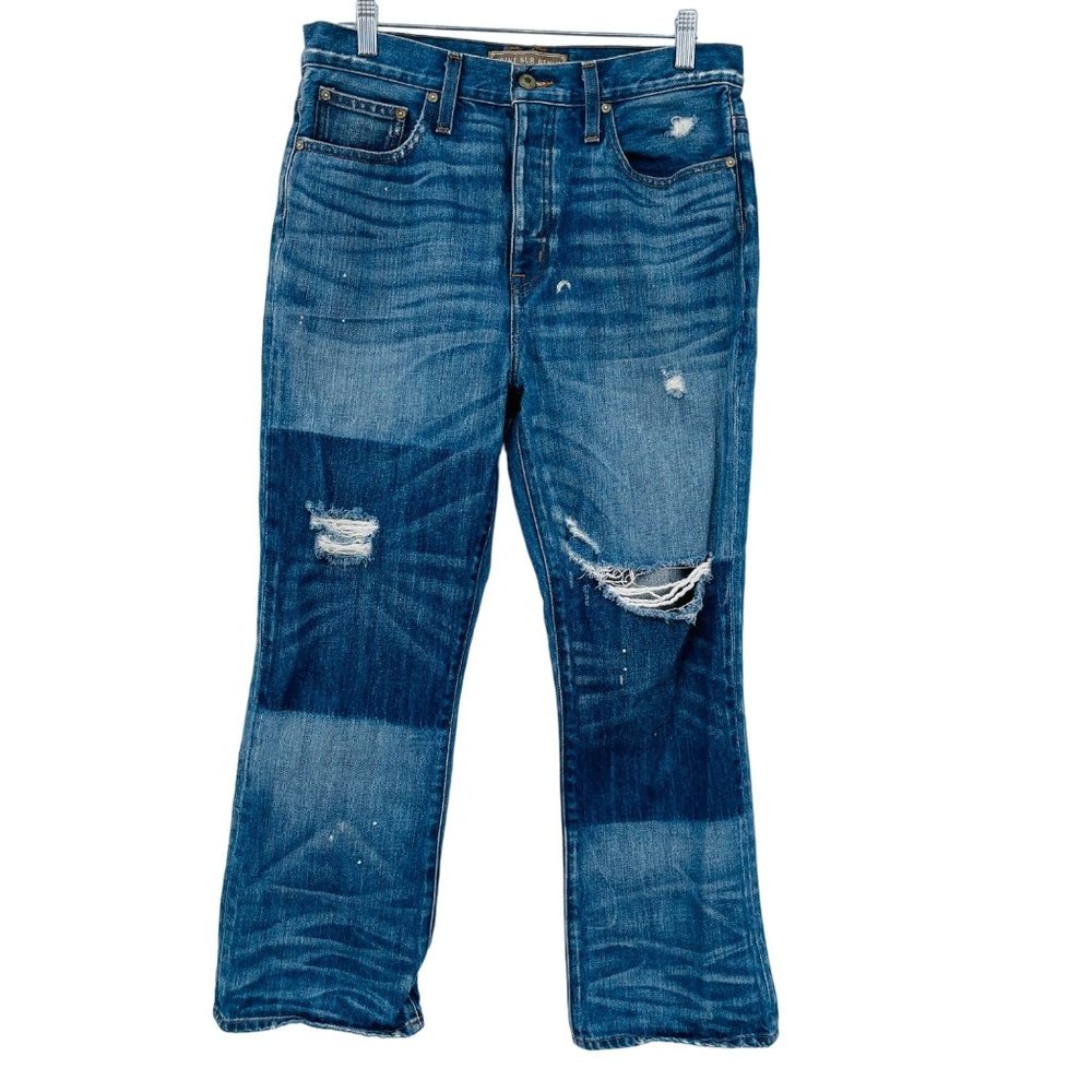 J. Crew Point Sur Denim Women's Boyfriend Distressed Jeans Size 29 Button Fly